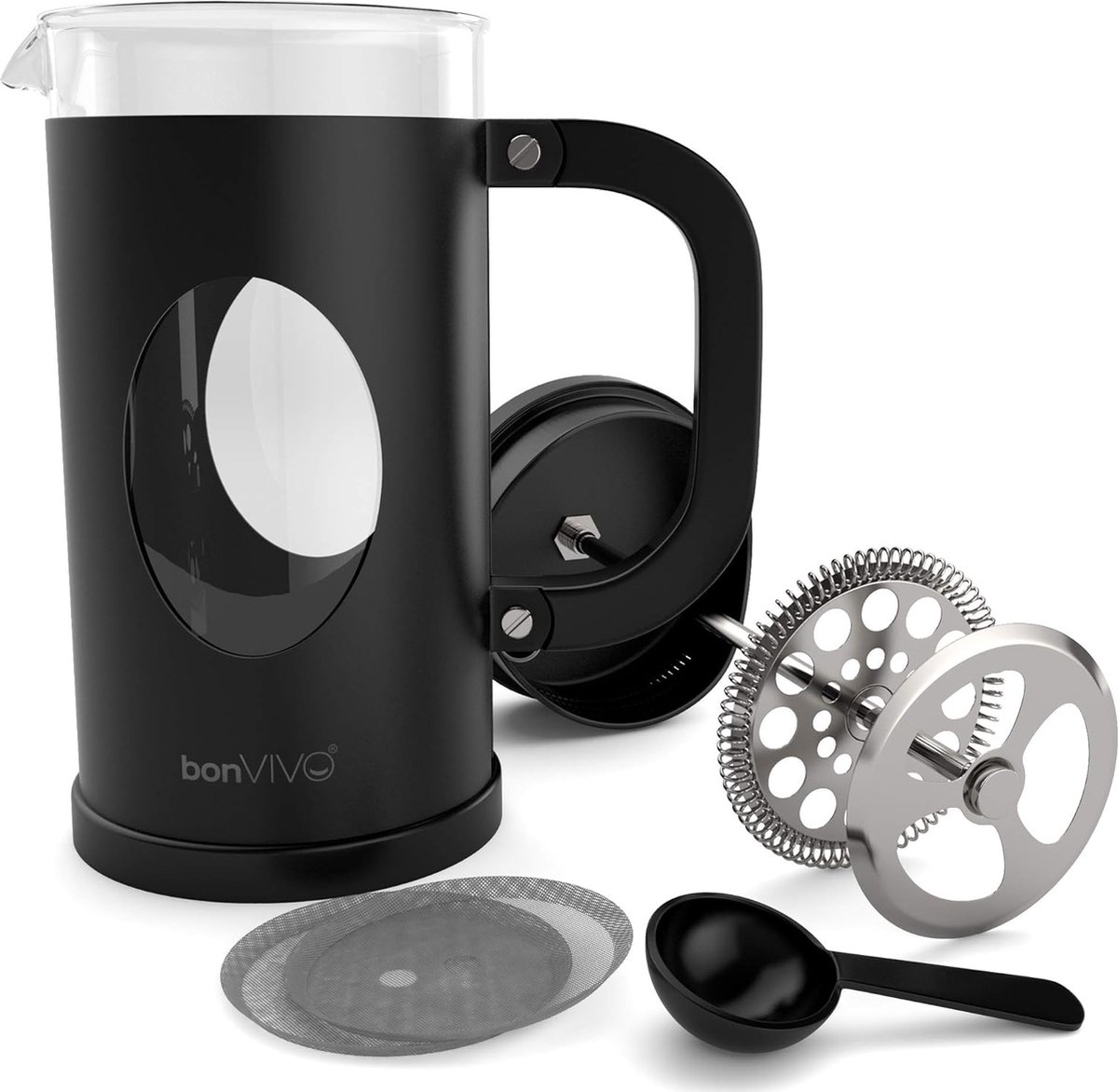 koffiezetapparaat- draagbare cafetière met drievoudige filters- hittebestendig glas met roestvrijstalen 1000 Milliliter