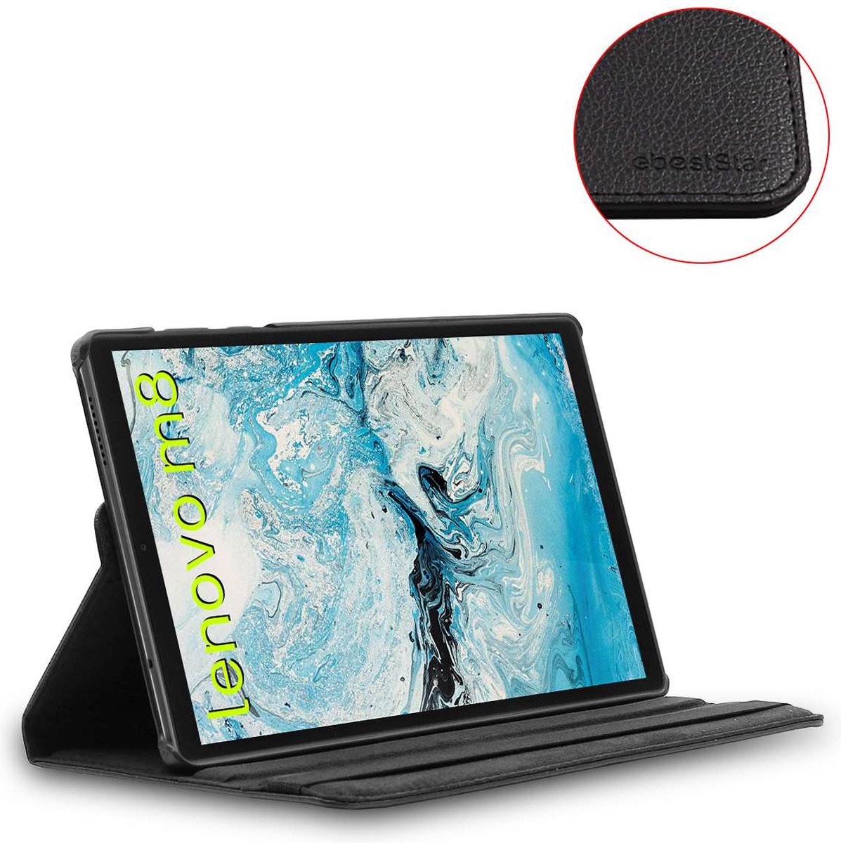 Housse étui Pour Lenovo Tab M8 2021 (3e Gen) Et M8 HD 2019 - Cuir PU, Rabat Magnétique, Support Intégré - Noir
