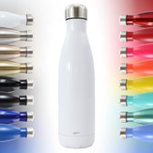 Thermosfles, Drinkfles, Waterfles - Modern & Slank Design - Thermos Fles voor de Warme en Koude Dagen - Dubbelwandig - Robuuste Thermoskan - 500ml - Gloss White - Glanzend Wit
