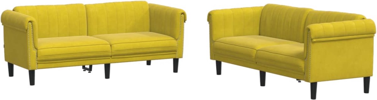 vidaXL - 2-delige - Loungeset - fluweel - geel