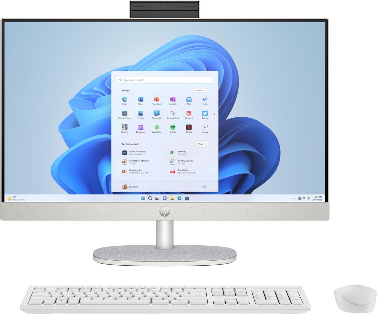 HP 24-cr1955nd Intel Core Ultra 5 125U 60,5 cm (23.8") 1920 x 1080 Pixels Alles-in-één-pc 16 GB DDR5-SDRAM 512 GB SSD Windows 11 Home Wi-Fi 6 (802.11ax) Wit