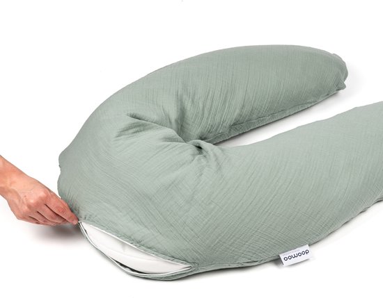 Doomoo Basics Comfy Big - Voedingskussen - Biokatoen - 190cm - Tetra Green van Doomoo — afbeelding 3