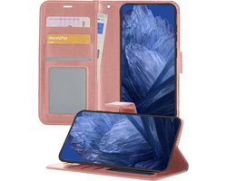 Hoesje - Geschikt voor Google Pixel 8a - Luxe Bookcase - Walletcase Hoes - Portemonnee - Cover - Telefoonhoes - Rosé goud