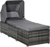 LBB Transat - Jardin - Transat - Transat - Résistant aux intempéries - Ajustable - Extérieur - Pliable - Gris clair