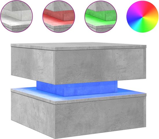 vidaXL - Vierkante salontafel met LED - Zwart - Bewerkt hout - 80x80x31