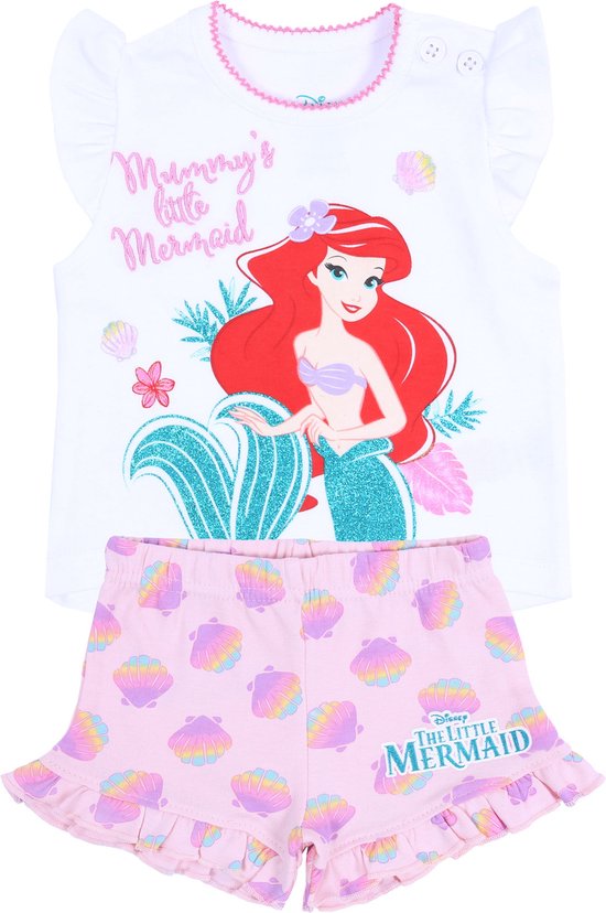 Wit topje + korte broek Arielka DISNEY