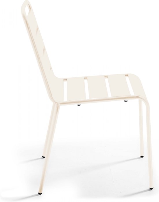 Oviala Palavas Tuinset met tafel en 8 metalen ivoorkleurige stoelen