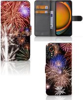 Portemonnee Hoesje Geschikt voor Samsung Galaxy Xcover 7 Smartphone Hoesje Kerstcadeau Vuurwerk