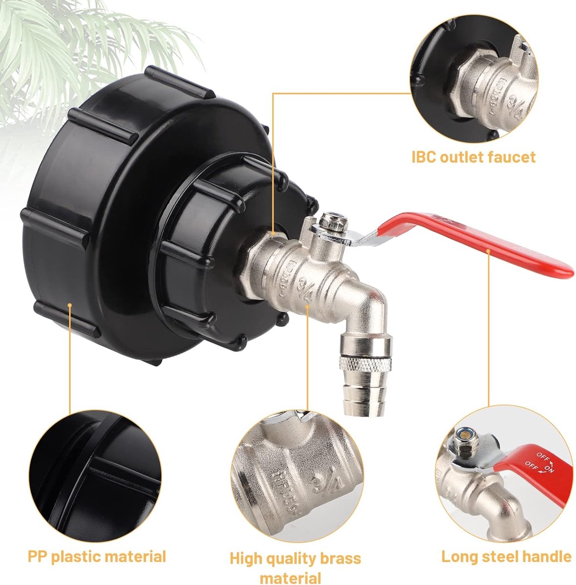 2 Stück IBC-Tankadapter S100 x 8 zur Reduzierung von S60 x 6 Tankanschluss-Adapter Ersatz