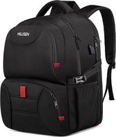 Grand sac à dos pour homme 50 litres, sac à dos de travail, sac à dos pour ordinateur portable 17,3 pouces, sac à dos d'école avec connexion USB
