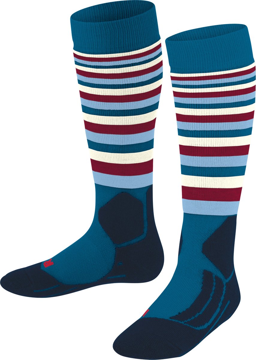 FALKE SK2 Stripes warm dik wol functioneel materiaal skisokken kinderen Turkoois 6836