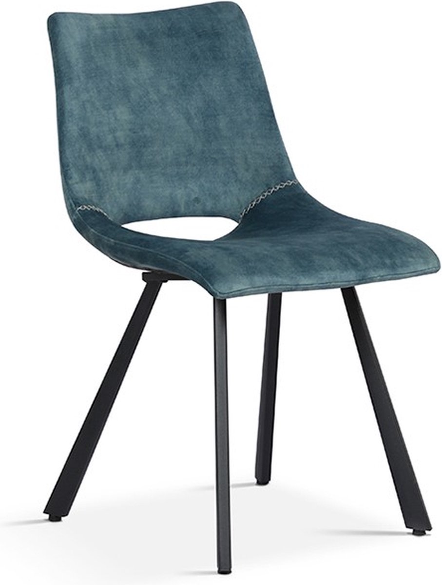 Interiax Eetkamerstoel Lea Fluweel Blauw
