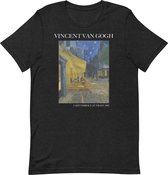 Vincent van Gogh 'Terras bij Nacht' ("Café Terrace at Night") Beroemd Schilderij T-Shirt | Unisex Klassiek Kunst T-shirt | Zwart Heather | M