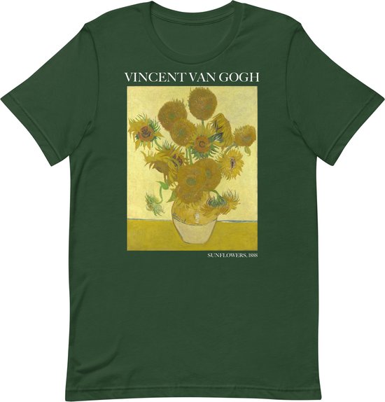 Vincent van Gogh 'Zonnebloemen' ("Sunflowers") Beroemd Schilderij T-Shirt | Unisex Klassiek Kunst T-shirt | Forest | M