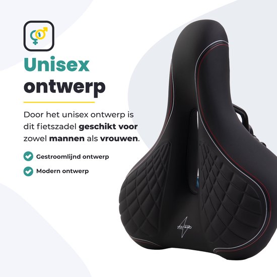 Voltano Zen Fietszadel Met Antislip Gelpads - Zwart / Rood - Uitsparing - Inclusief Zadelstrop - Unisex