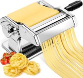 Roestvrijstalen pastamachine met twee roller breedtes en mes - 7 instelbare diktes voor pasta spaghetti fettuccine lasagna - Inclusief populaire zoekwoorden pasta roller