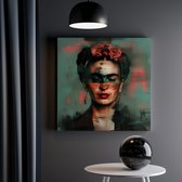 Artaza Canvas Schilderij Frida Kahlo - 30x30 cm - Klein - Wanddecoratie Woonkamer - Schilderijen - Muurdecoratie