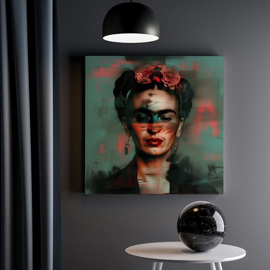 Artaza Canvas Schilderij Portret van Frida Kahlo - 30x30 - Klein - Foto Op Canvas - Canvas Print