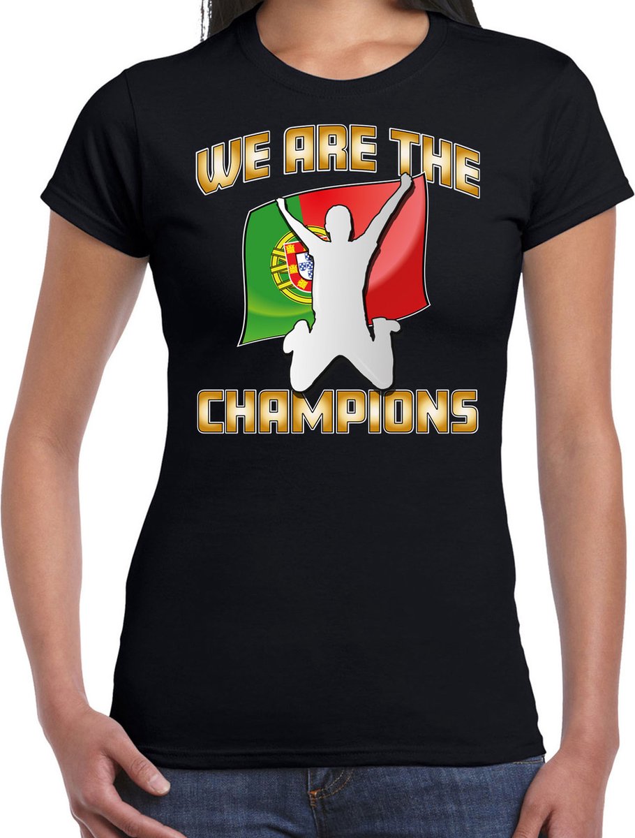 Bellatio Decorations Verkleed shirt voor dames - Portugal - zwart - voetbal supporter - themafeest XXL