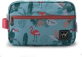 YLX Gear & Freek Vonk Willow Toiletry Bag | Yucca & Tropische vogels | Blauw, groen met toekan en flamingo |Toilettas, logeren, vakantie| kinderen, jongens, meisjes, unisex | dierenprint, jucca, flamingo| Gemaakt van gerecycled plastic. Eco friendly.