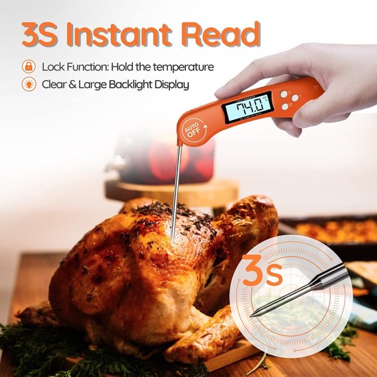 Keukenthermometer van roestvrij staal, digitale keukenthermometer, vleesthermometer, BBQ, melkvlees, keukenthermometer voor levensmiddelen met grill voor het koken van levensmiddelen