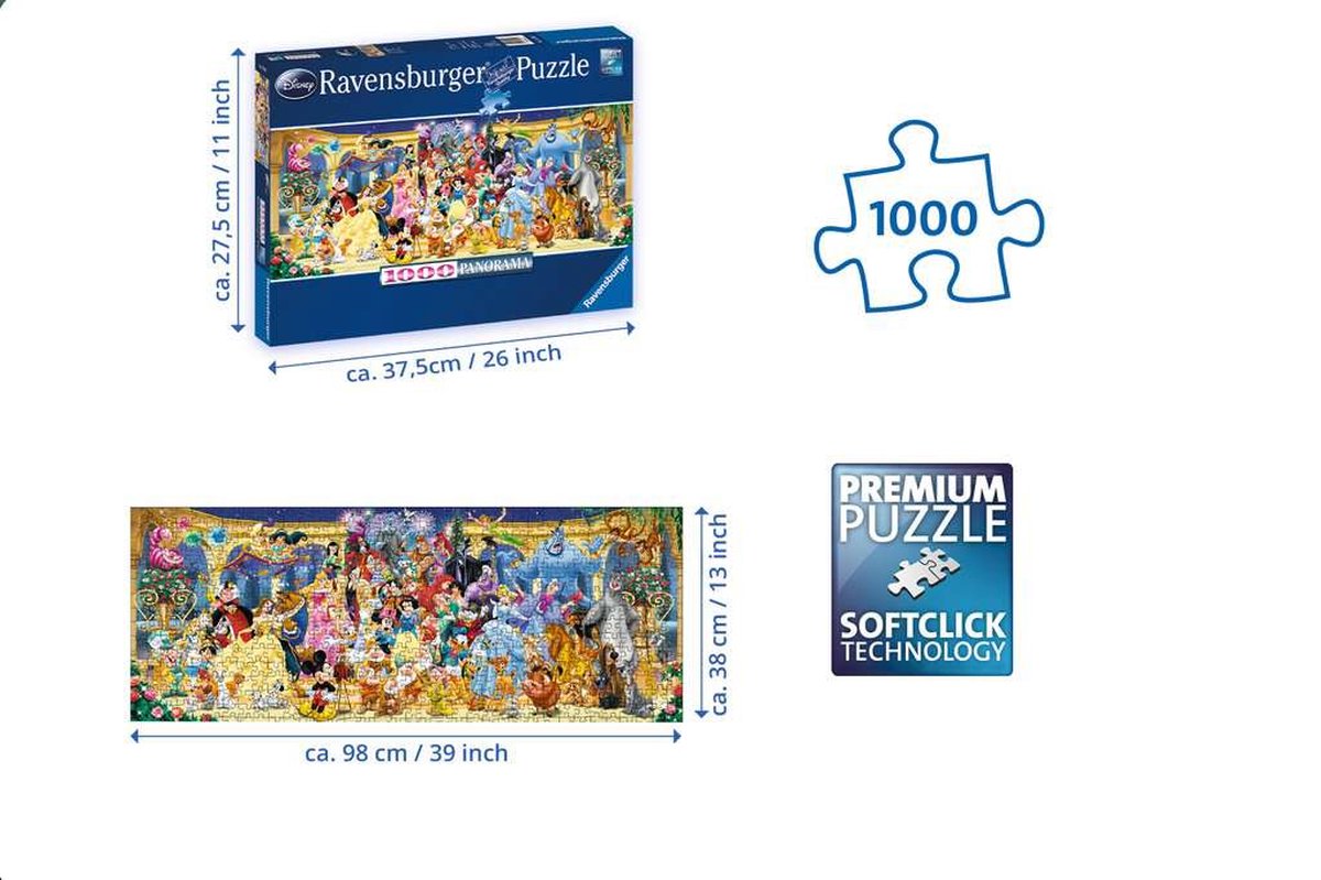 Ravensburger Panorama Puzzel Disney Groepsfoto - Legpuzzel - 1000 stukjes — afbeelding 4