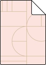 Proefstaal ESTAhome behang art deco motief zacht roze en goud - 139207 - 26,5 x 21 cm