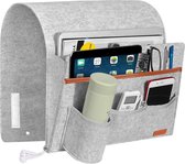 Sofa Remote Houder Hangende Bank Caddy met 5 zakken, Nachtbank Opbergvak voor Laptop, iPad, Tijdschriften, Boeken, Telefoon - Lichtgrijs