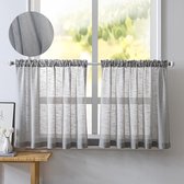 TOPICK Vitrage, linnen, bistrogordijnen, halftransparant, lichtfiltering, modern, voor woonkamer of keuken, landelijke stijl, kleine ramen, set van 2, 65 x 115 cm, wit