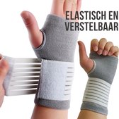 Allernieuwste.nl® Verstelbare Elastische Pols Band GRIJS - Ventilerende Hand Pols Brace Ondersteuning - Polsband Atritis Artrose Carpaal Tunnel Syndroom CTS - PolsBrace - Grijs