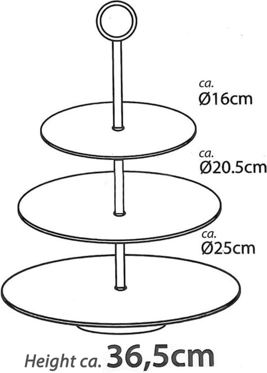DoaBuy 3-laags Voedselstandaard - RVS, 16 cm, 20,5 cm, 25 cm