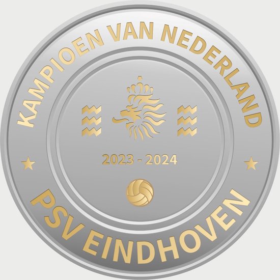 PSV Schilderij - Kampioensschaal - Voetbal - Kampioen - Muurcirkel - Poster - Wanddecoratie op Aluminium (Dibond) - 60x60cm - Inclusief Gratis Ophangsysteem