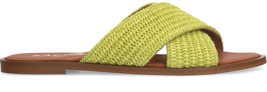 Sacha - Dames - Lime slippers met gekruiste bandjes - Maat 40