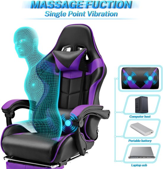 Soontrans Gamingstoel met massagefunctie Gamingstoel met voetsteun en