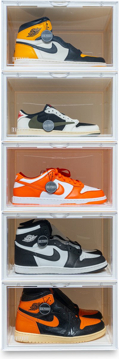 Dripbox - Sneakerbox 5-pack Wit |Sneaker Crate Wit | Sneaker Box | Schoenenopberger | Sneakerbox | Schoenenkast | Sneaker opbergsysteem | Sneakercrate | Met magnetische sluiting | Doorzichtig | White