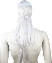 BamBella ® Durag - Wit - Fijn dun Satijn- - Haarnetjes - Wave Cap - Hoofddoek - doek - Soft - Weave hoofd sjaal