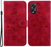 Coverup Bloemen Book Case - Geschikt voor OPPO A18 Hoesje - Rood