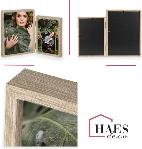 HAES DECO - Duo Cadre Photo Bois Clais Marron pour photo 10x15 et 13x18 (taille 26x19,5 cm) - XN2247HS