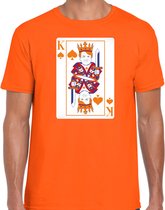 Bellatio Decorations Koningsdag T-shirt voor heren - kaarten koning - oranje - feestkleding M