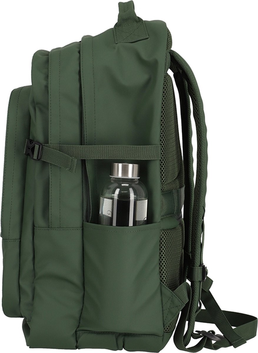 Travelite Basic Backpack – Waterafstotende Rugzak 28L met Laptopvak - Olive green – foto 2
