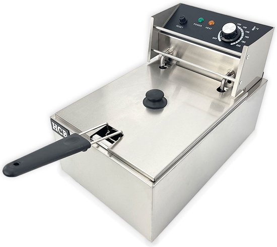 HCB® - Professionele Horeca frituurpan - Friteuse - 6 liter - 230V - RVS / INOX frietketel - 44x28x31.5 cm (DxBxH) - 2500W - 2578