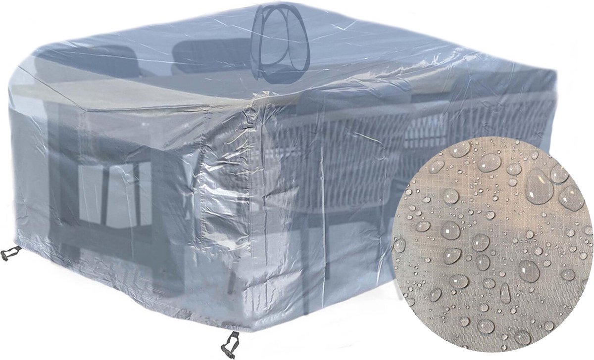 CUHOC Diamond Tuinmeubelhoesset - Tuinsethoesset - Hoes met stormbanden,aantrekkoord,antislip en afwaterings HOCCIE - 2.13x1.32x0.74 Grijs