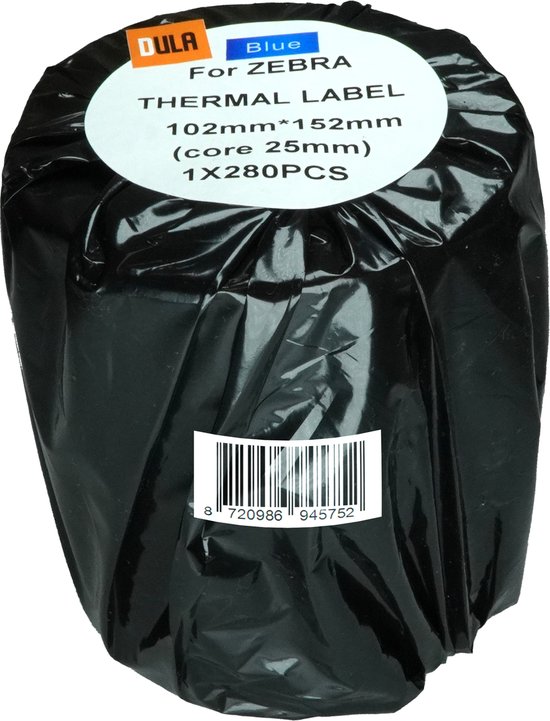 DULA Compatible Zebra Labels 102x152mm - 300 etiketten per rol - kern ...