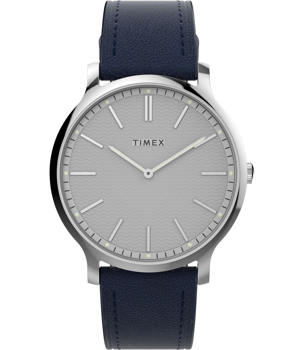 Timex Gallery TW2W43800 Horloge - Leer - Blauw - Ø 40 mm