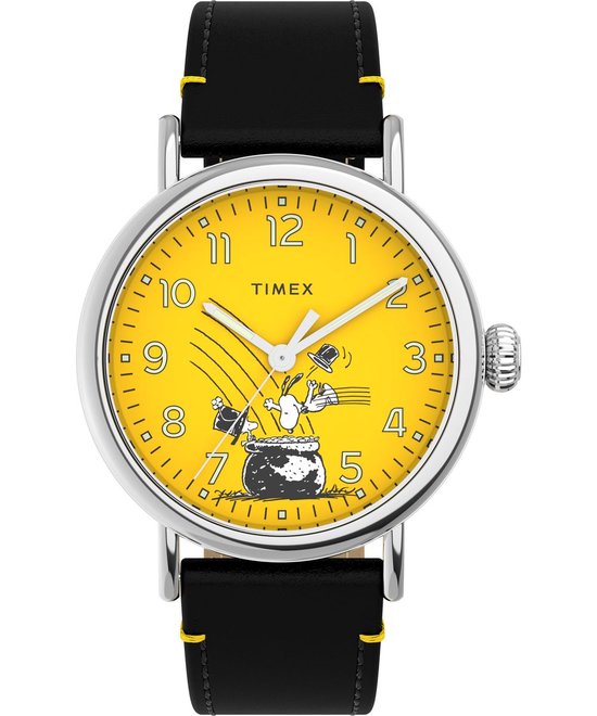 Timex Peanuts Waterbury Standard TW2V60400 Horloge - Leer - Zwart - Ø 40 mm