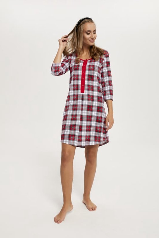 Italian Fashion Mossi dames nachthemd met 3/4 mouwen- rood XXL