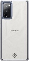 Casimoda® hoesje - Geschikt voor Samsung Galaxy S20 FE - Vive La Vie - 2-in-1 case - Schokbestendig - Tekst - Verhoogde randen - Grijs, Transparant