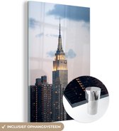 MuchoWow® Glasschilderij 80x120 cm - Schilderij acrylglas - Empire State Building Manhattan NY - Foto op glas - Schilderijen