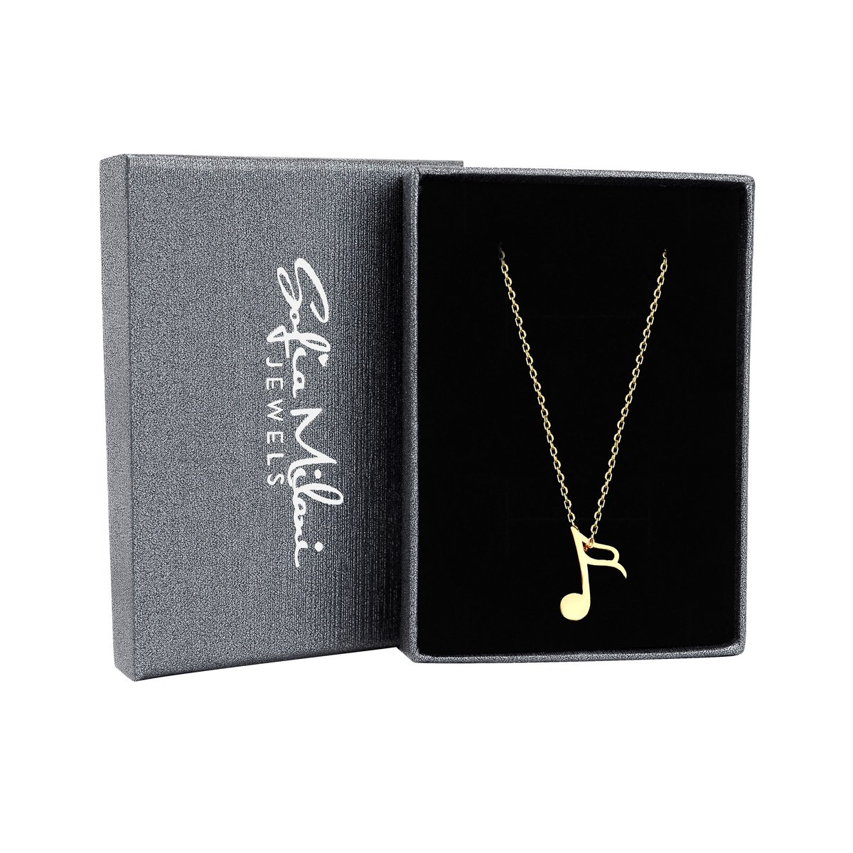 SOFIA MILANI - Damesketting van 925 zilver - verguld - met hanger in de vorm van een muziek haak - N0629