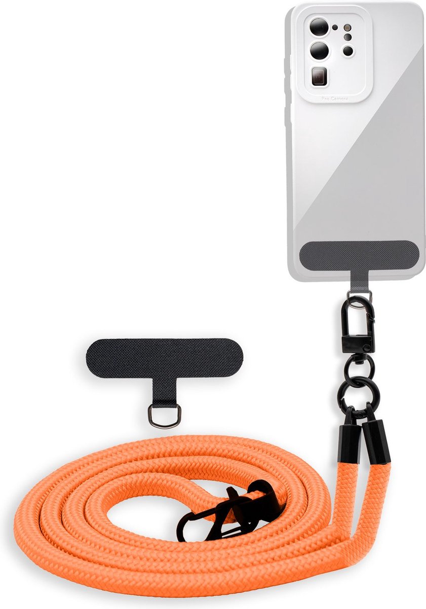 Cadorabo mobiele telefoonketting geschikt voor WIKO FREDDY in ORANJE met verstelbaar riemkoord om om je nek te hangen